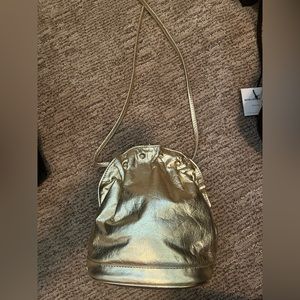 Medium size clutch Lido Handbag Genuine Leather. Made in USA. Gold